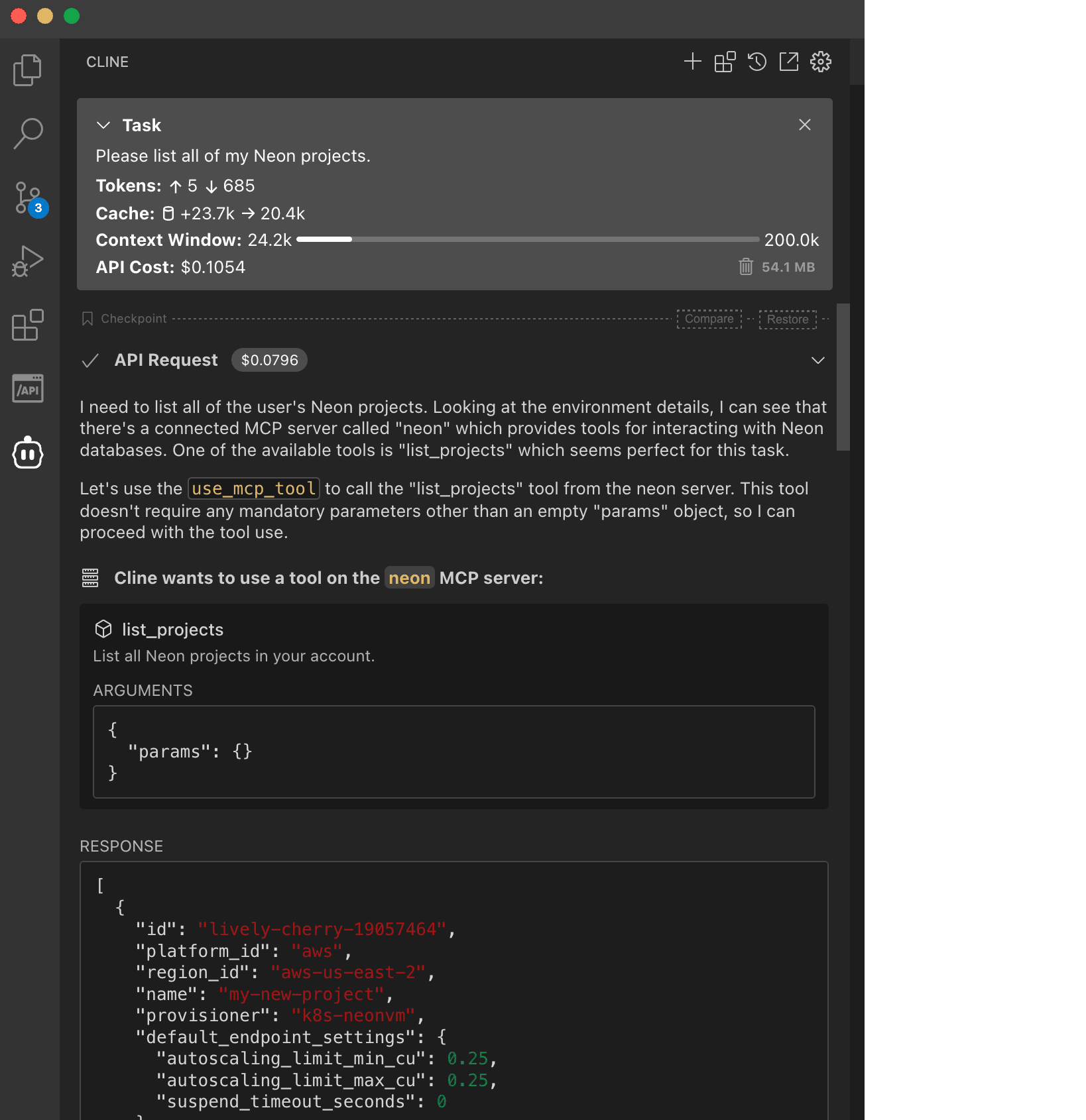 Neon MCP server on cursor